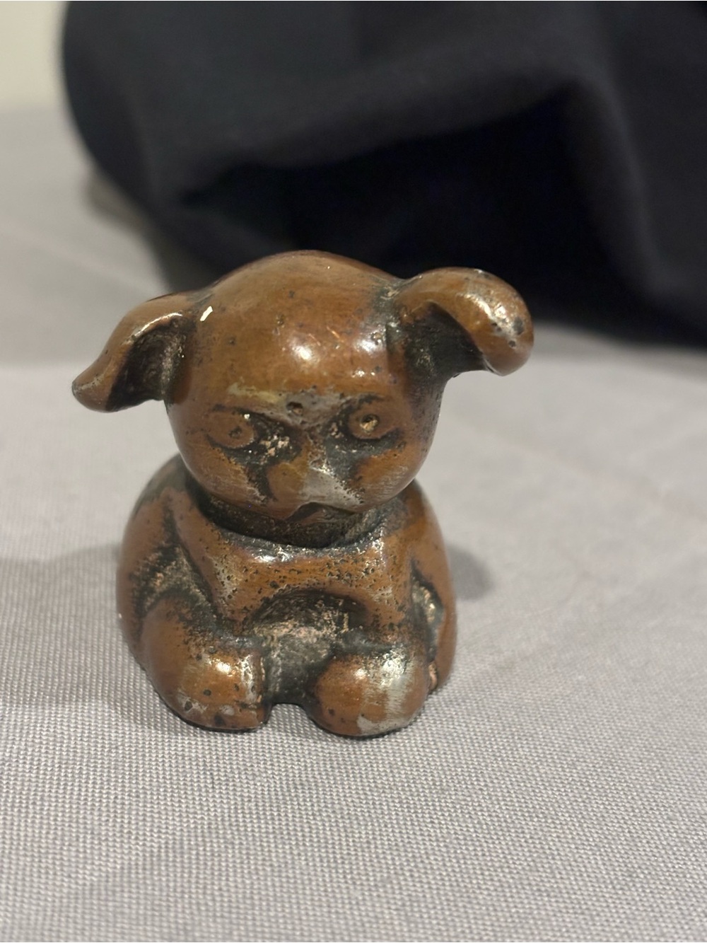 Small Hines Pup Puppy Figurine - Brown Patina